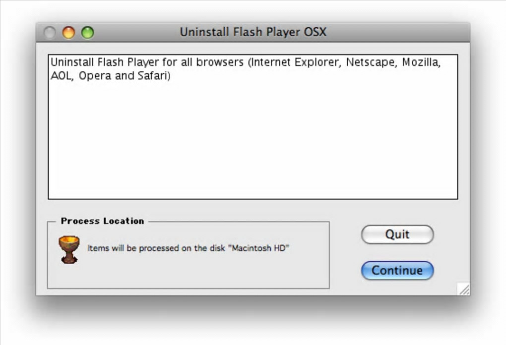 Screenshot №1 "Flash Player Uninstaller"