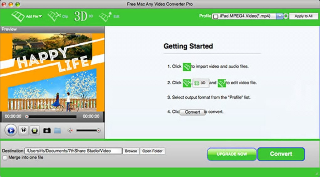 Screenshot №1 "Free Mac Any Video Converter Pro"