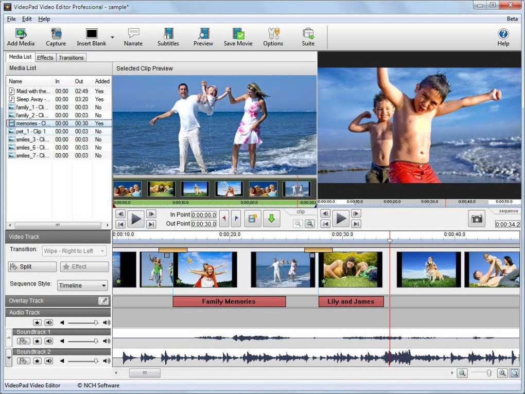 Screenshot №1 "VideoPad Video Editor For Mac"