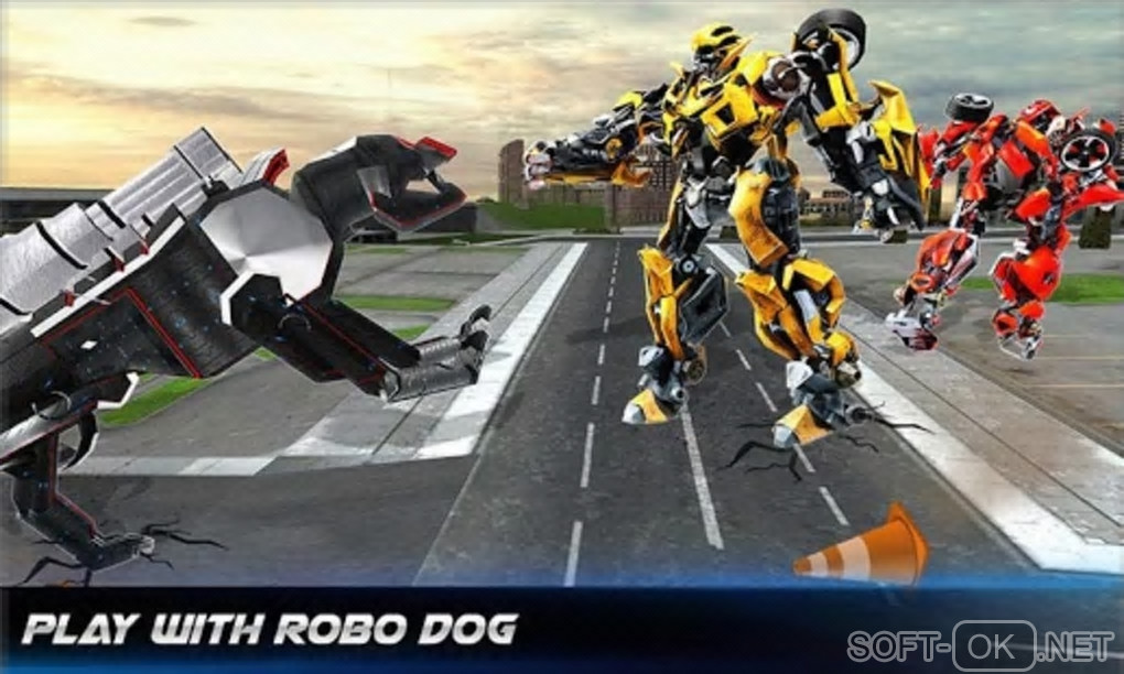 The appearance "US Police Transform Robot Car Cop Dog: Robot game"