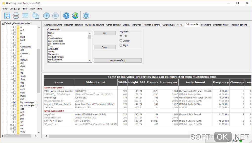 The appearance "Directory Lister"