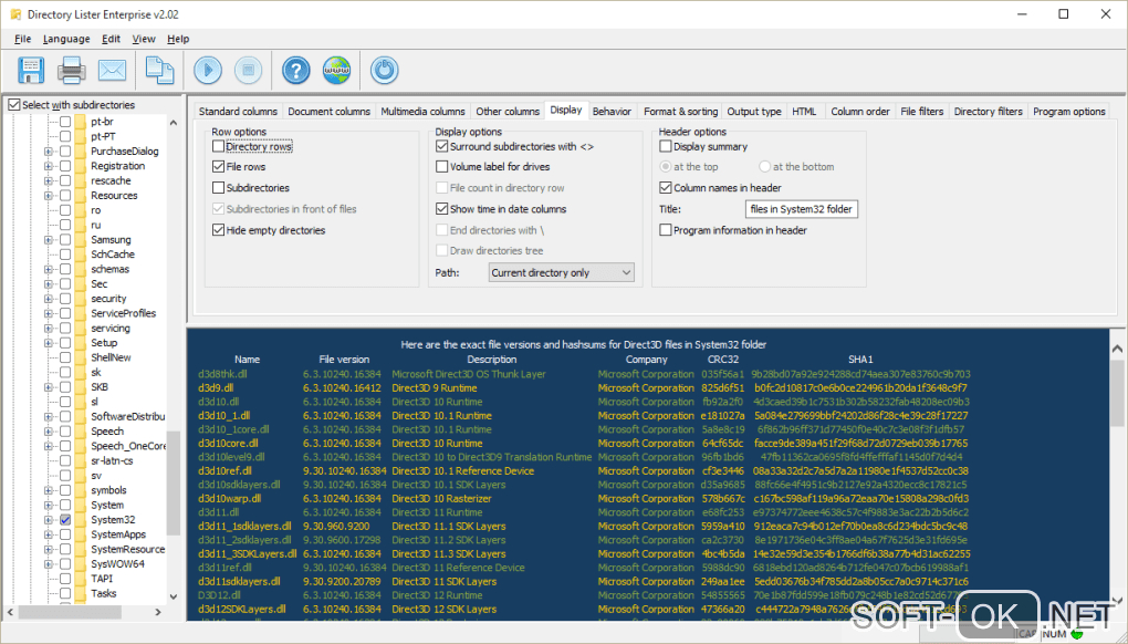 The appearance "Directory Lister"