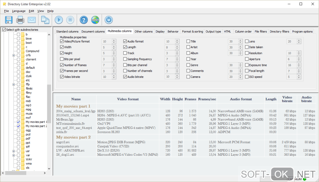 The appearance "Directory Lister"