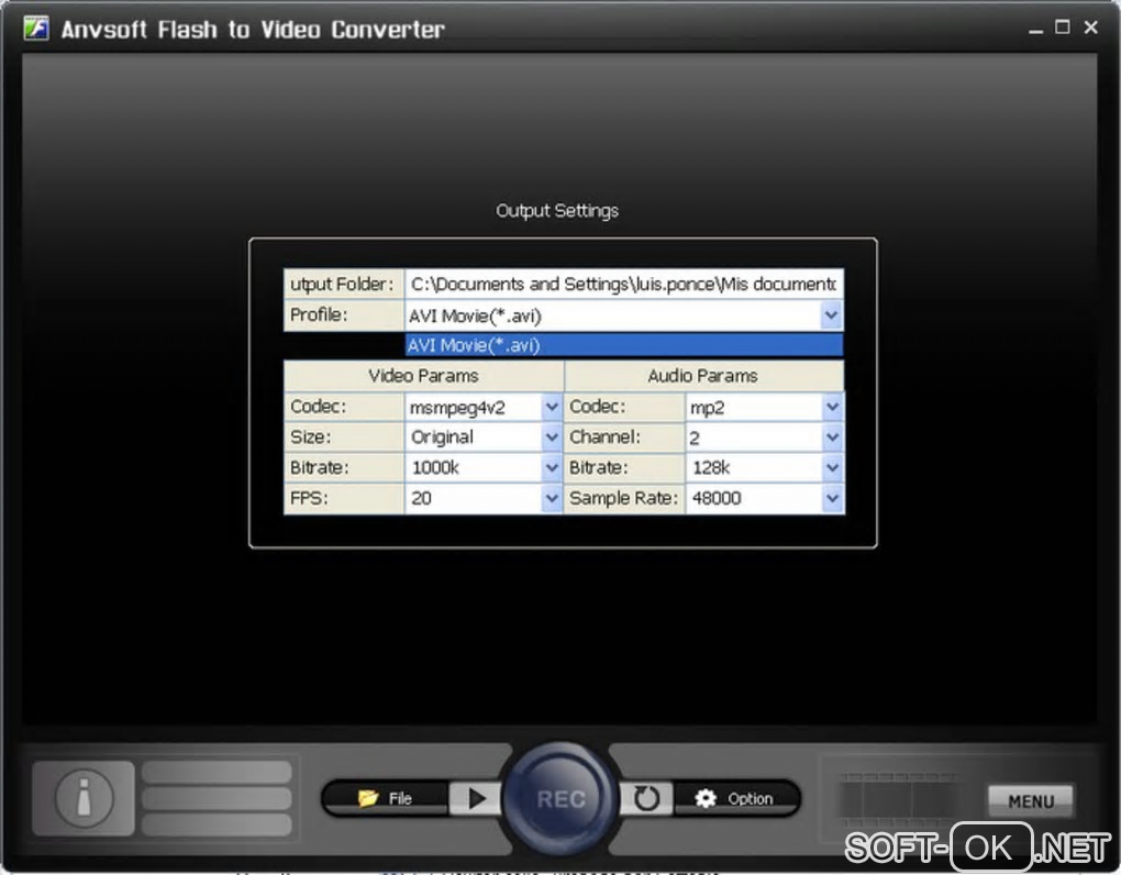 Screenshot №2 "Anvsoft Flash to Video Converter"