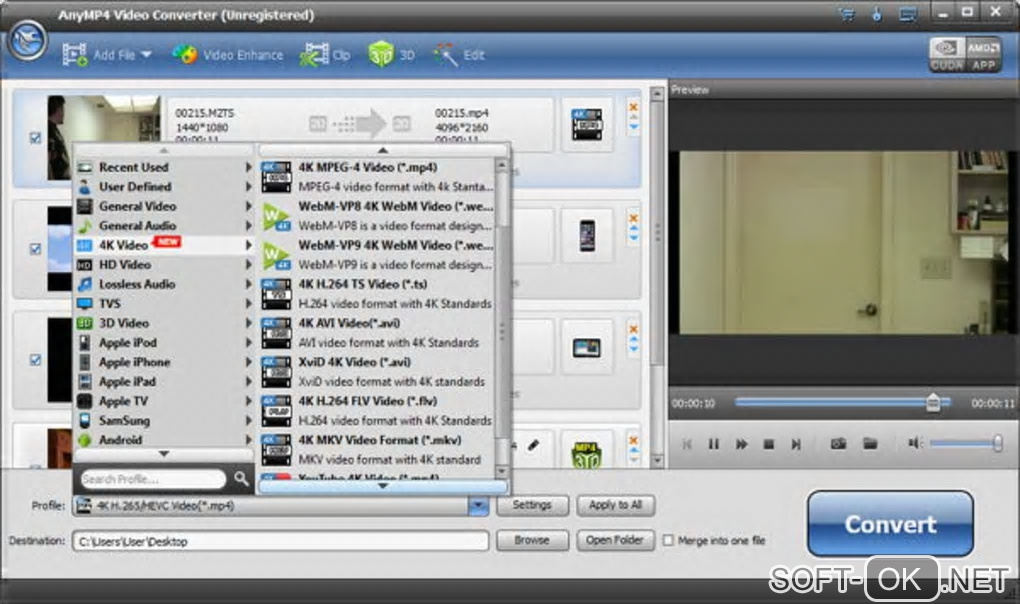 The appearance "AnyMP4 Video Converter"
