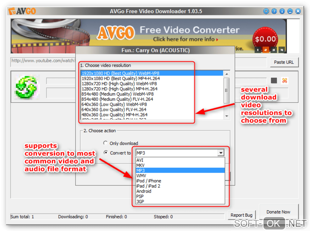 Screenshot №1 "AVGO Free Video Downloader"