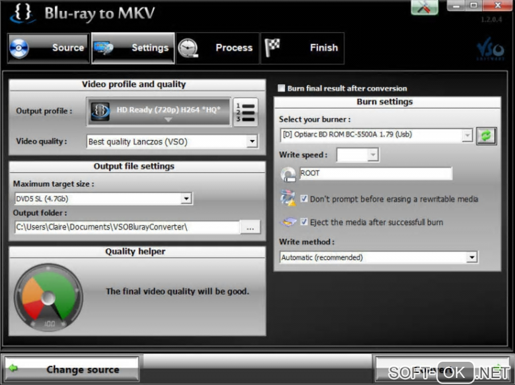 The appearance "Blu-ray to MKV"