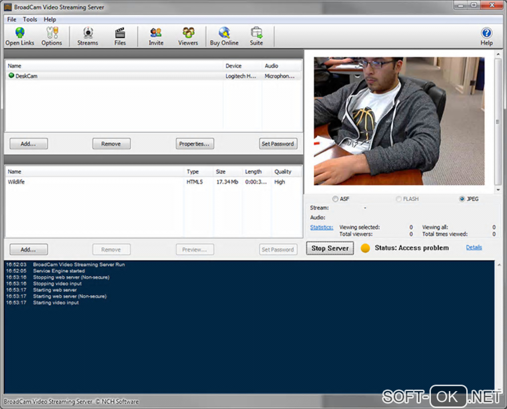 Screenshot №2 "BroadCam Free Streaming Video Server"