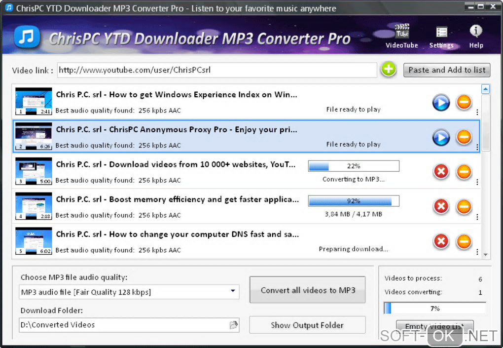 Screenshot №1 "ChrisPC YTD Downloader MP3 Converter"