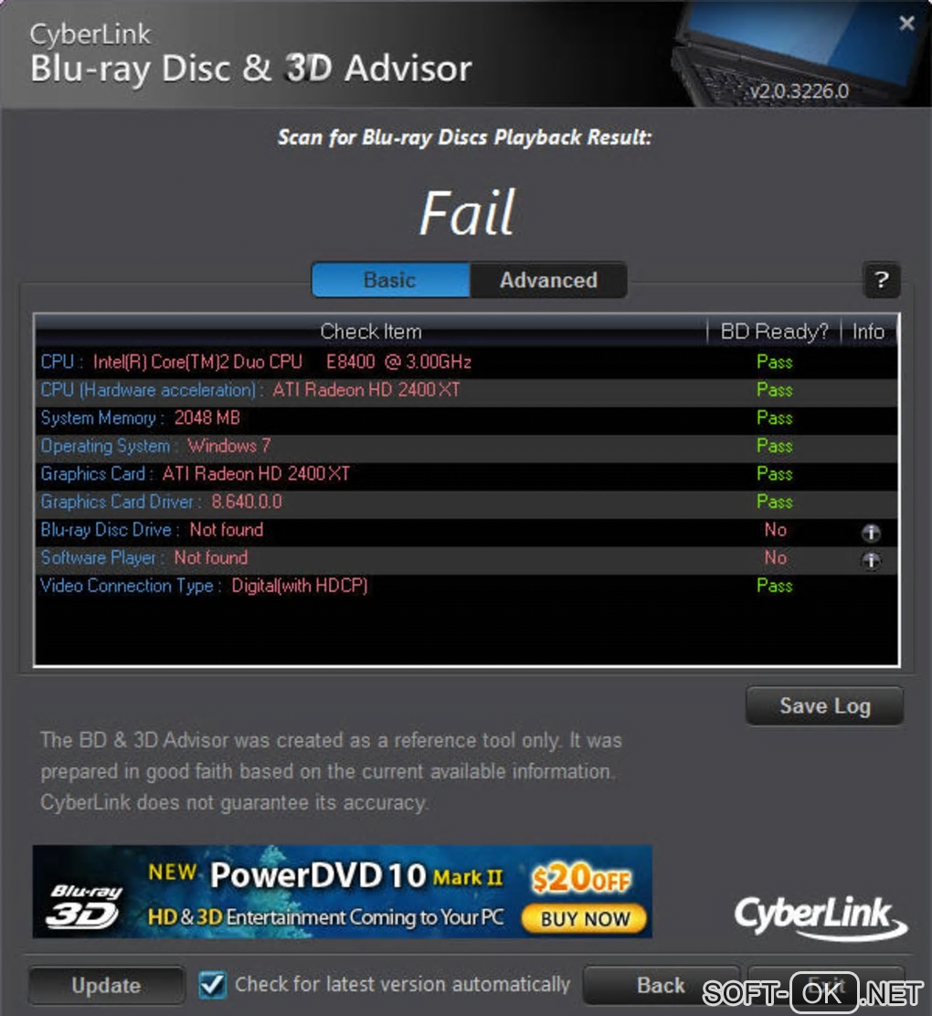 Screenshot №1 "CyberLink BD & 3D Advisor"