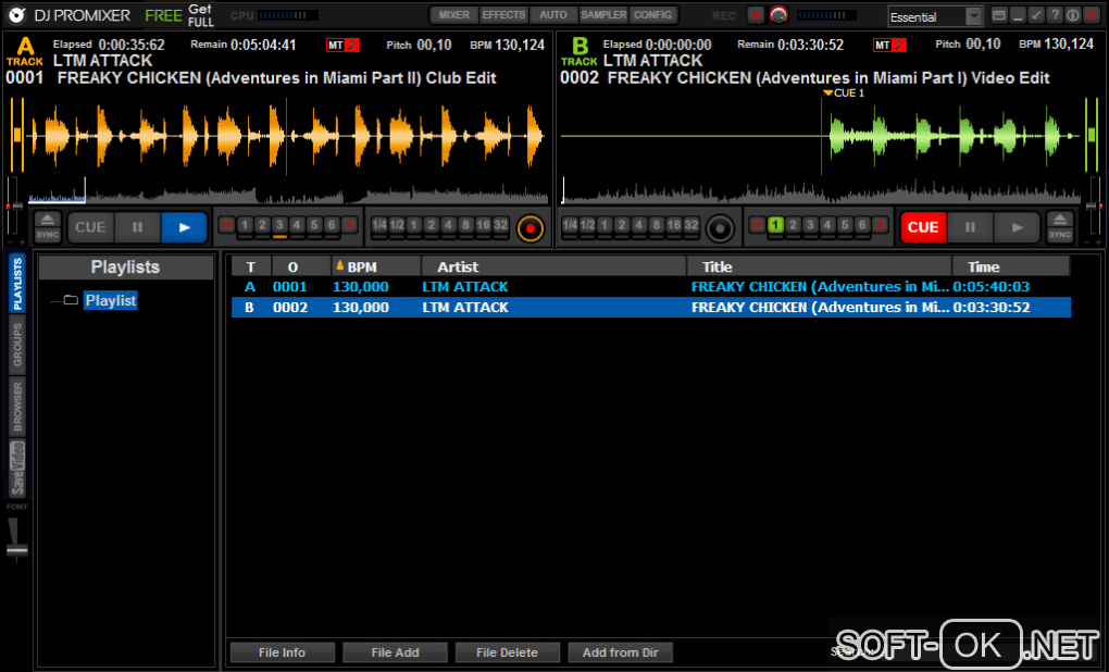 Screenshot №2 "DJ ProMixer Free Home Edition"