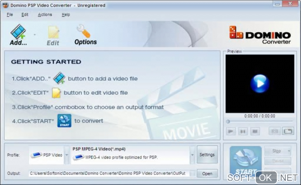Screenshot №1 "Domino PSP Video Converter"