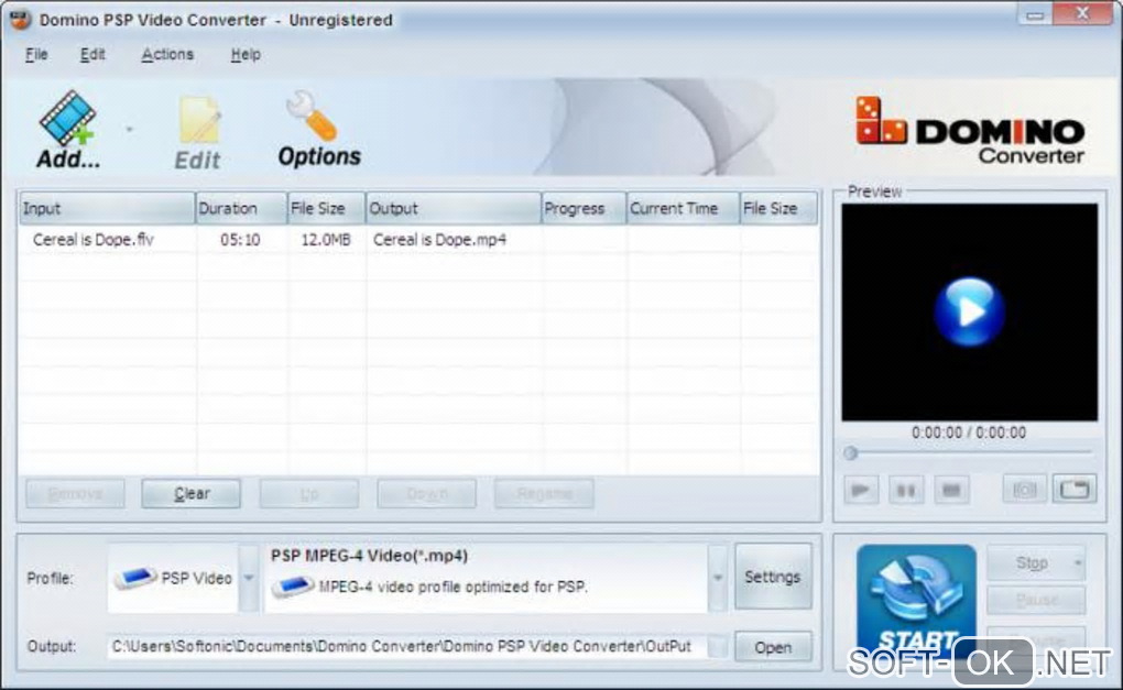 Screenshot №2 "Domino PSP Video Converter"