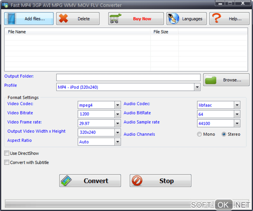 Screenshot №1 "Fast MP4 3GP AVI MPG WMV RM MOV FLV Converter"