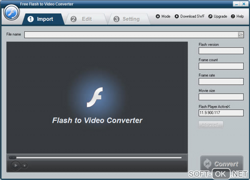 The appearance "Free Flash to Video Converter"