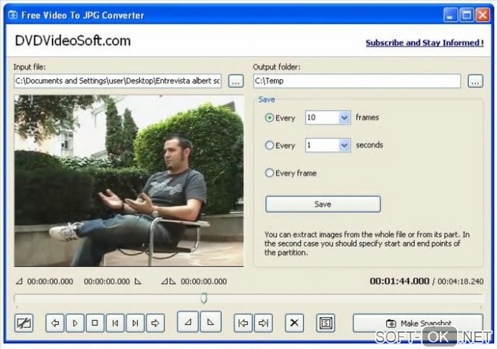 Screenshot №2 "Free Video to JPG Converter"