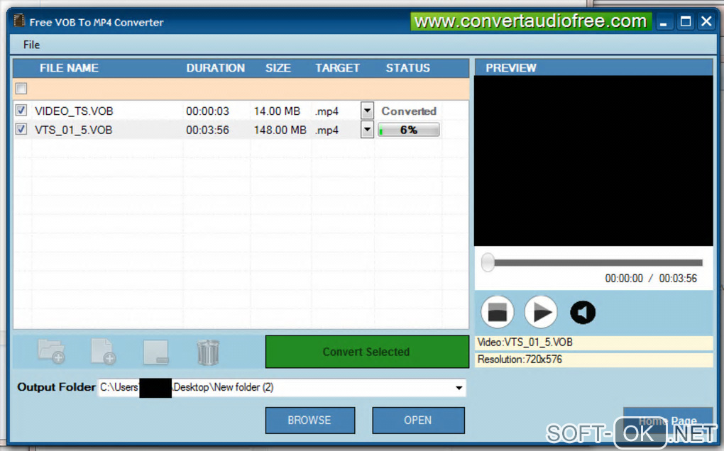 Screenshot №1 "Free VOB to MP4 Converter"