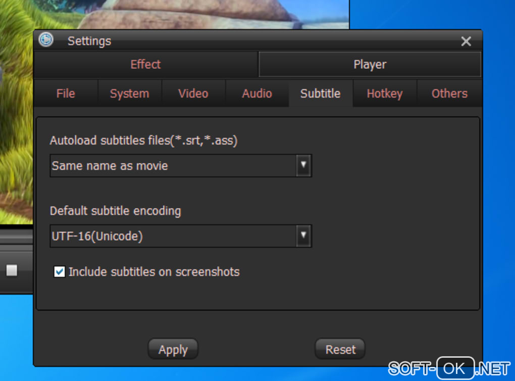 The appearance "FreeSmith Video Player"