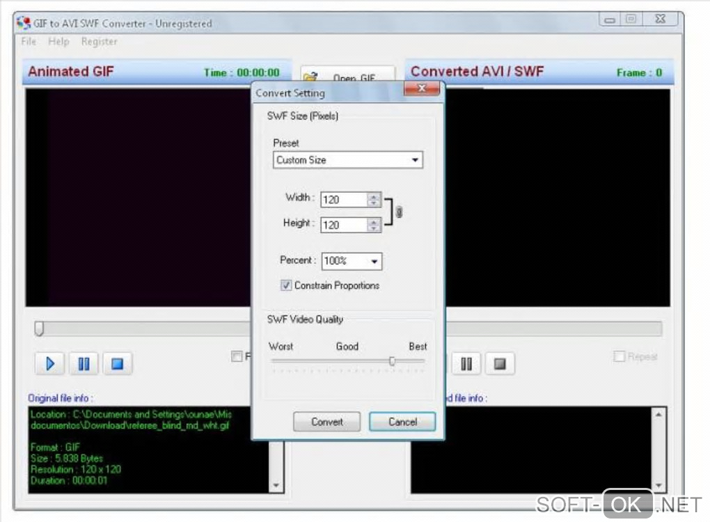 Screenshot №1 "GIF to AVI SWF Converter"