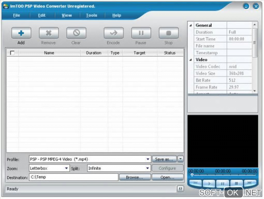 Screenshot №2 "ImTOO DVD to PSP Suite"