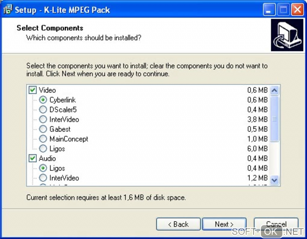 Screenshot №1 "K-Lite MPEG Pack"