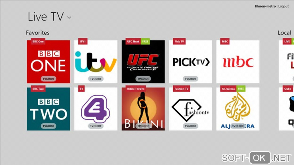 Screenshot №1 "Live TV for Windows 10"