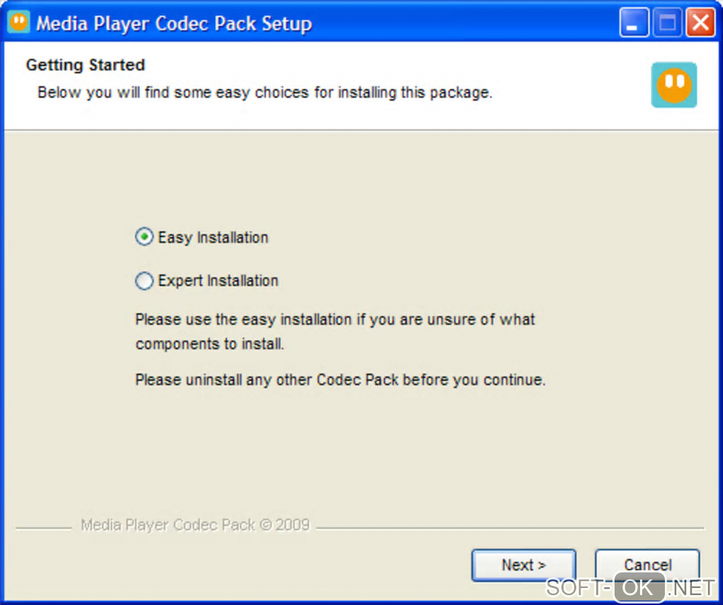 The appearance "Media Player Codec Pack"