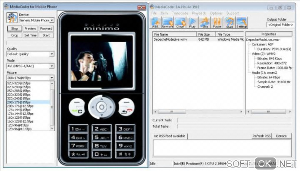 The appearance "MediaCoder Mobile Phone Edition"