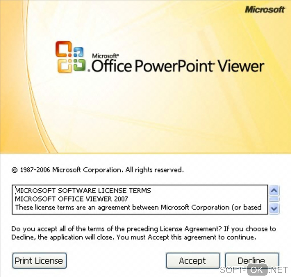The appearance "Microsoft PowerPoint Viewer 2007"