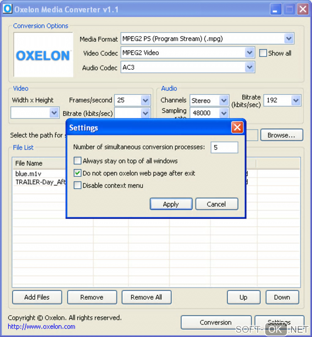 Screenshot №2 "Oxelon Media Converter"