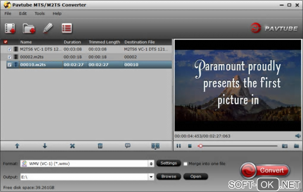 Screenshot №1 "Pavtube MTS M2TS Converter"