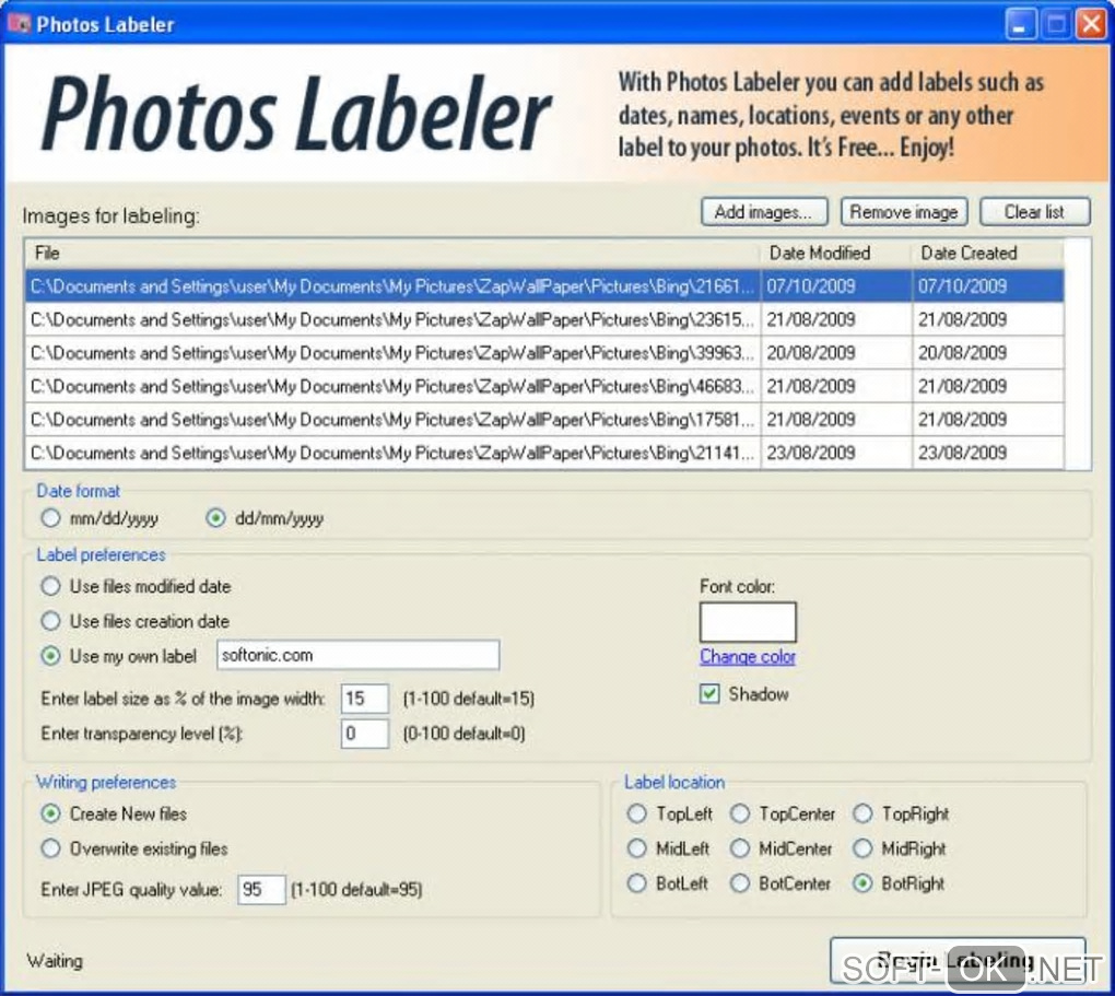 Screenshot №1 "Photo Labeler"