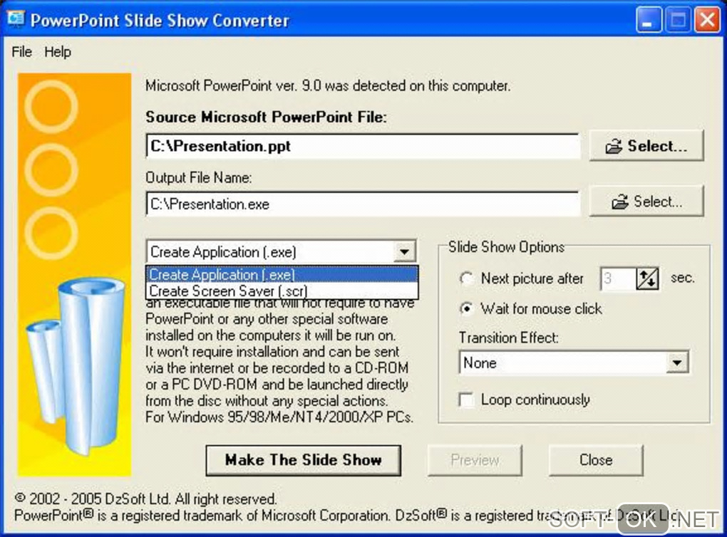 Screenshot №1 "PowerPoint Slide Show Converter"