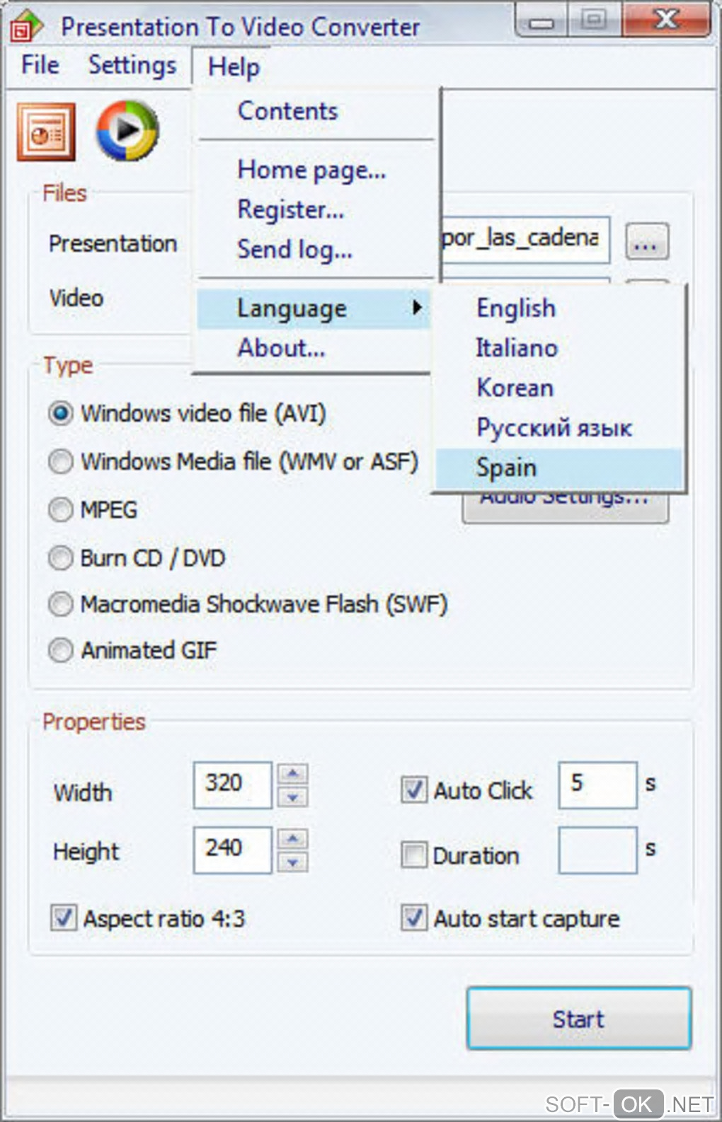 The appearance "Presentation to Video Converter"