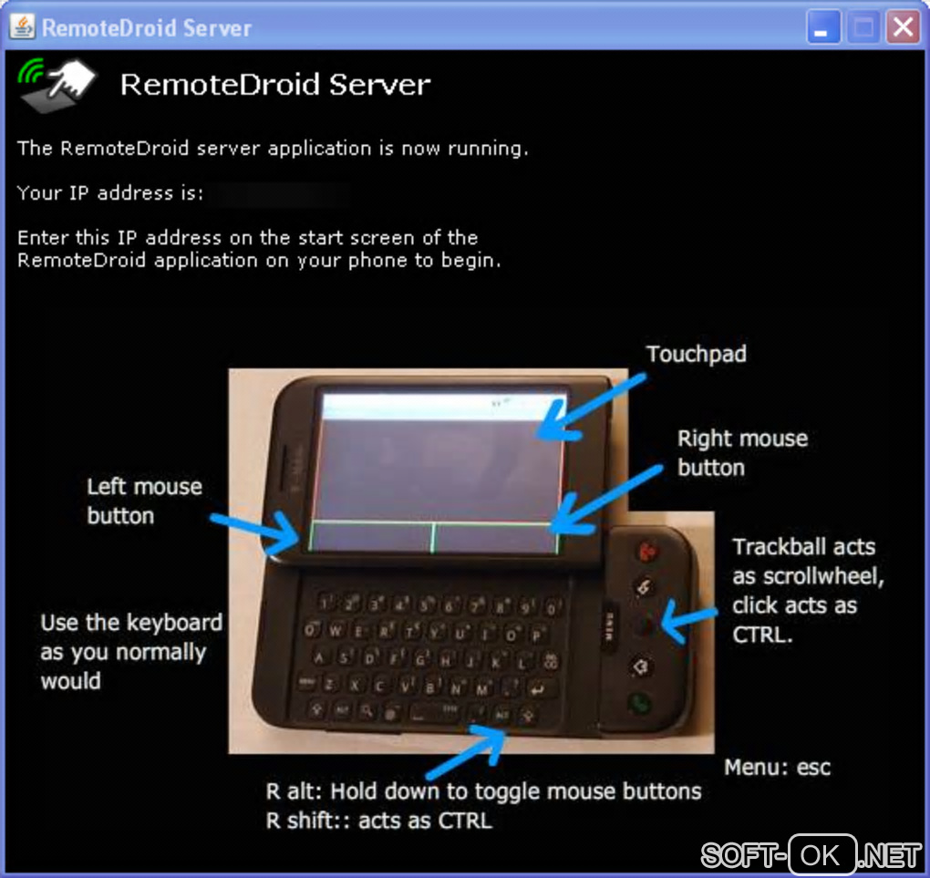 The appearance "RemoteDroidServer"