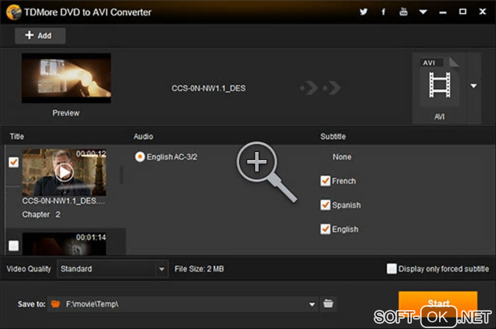 Screenshot №1 "TDMore DVD to AVI Converter"