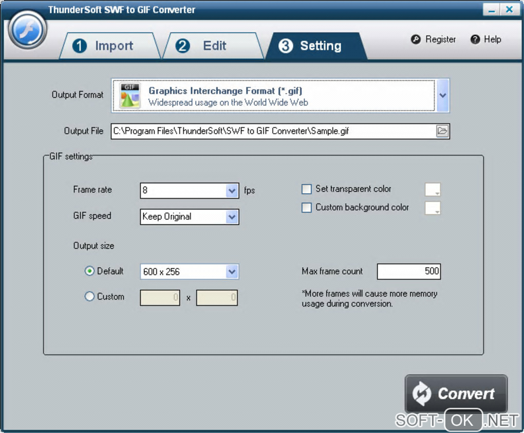 Screenshot №2 "ThunderSoft SWF to GIF Converter"