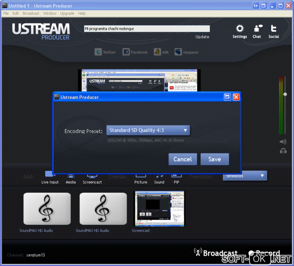 The appearance "Ustream Producer"