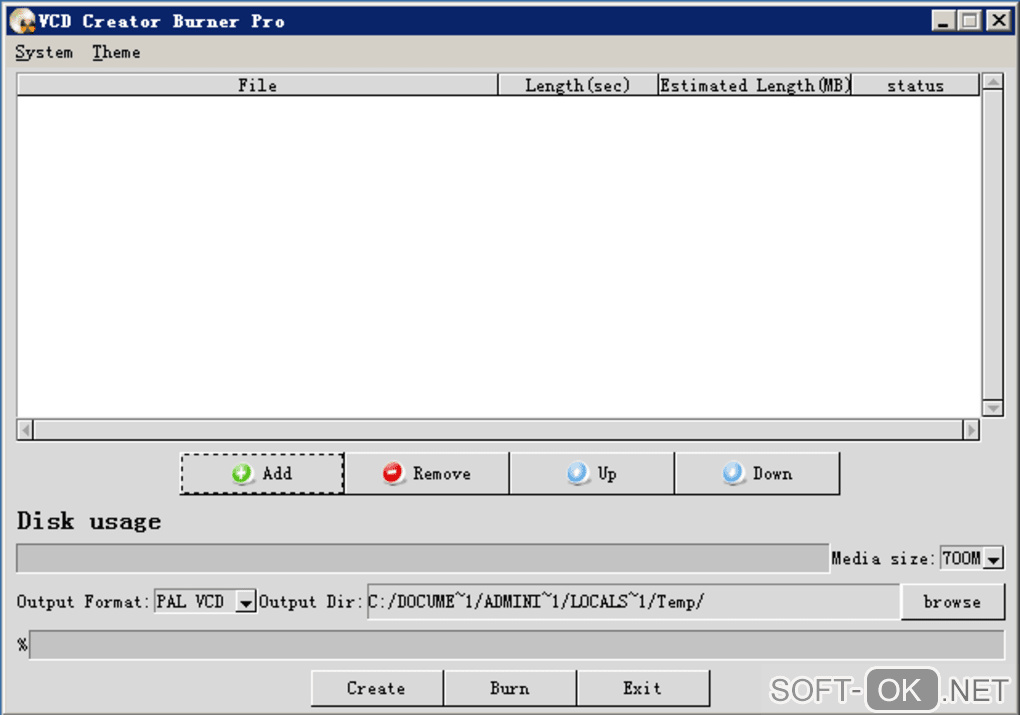 Screenshot №1 "VCD Creator Burner Pro"