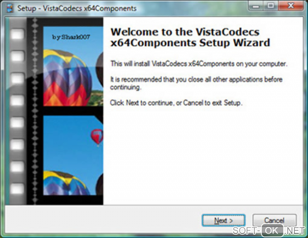 Screenshot №1 "Vista Codecs x64 Components package"