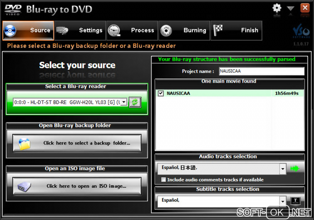The appearance "VSO Blu-ray to DVD Converter"