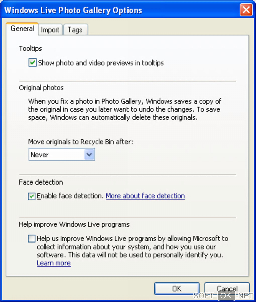 The appearance "Windows Live Photo Gallery 2012"