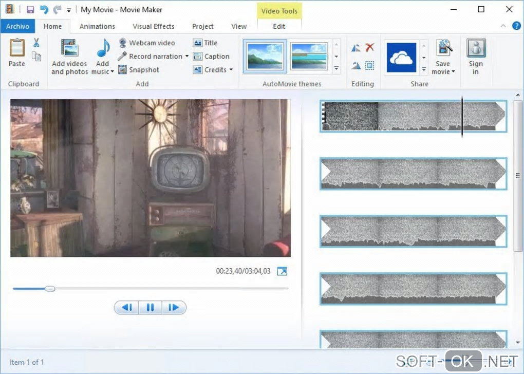 The appearance "Windows Movie Maker"