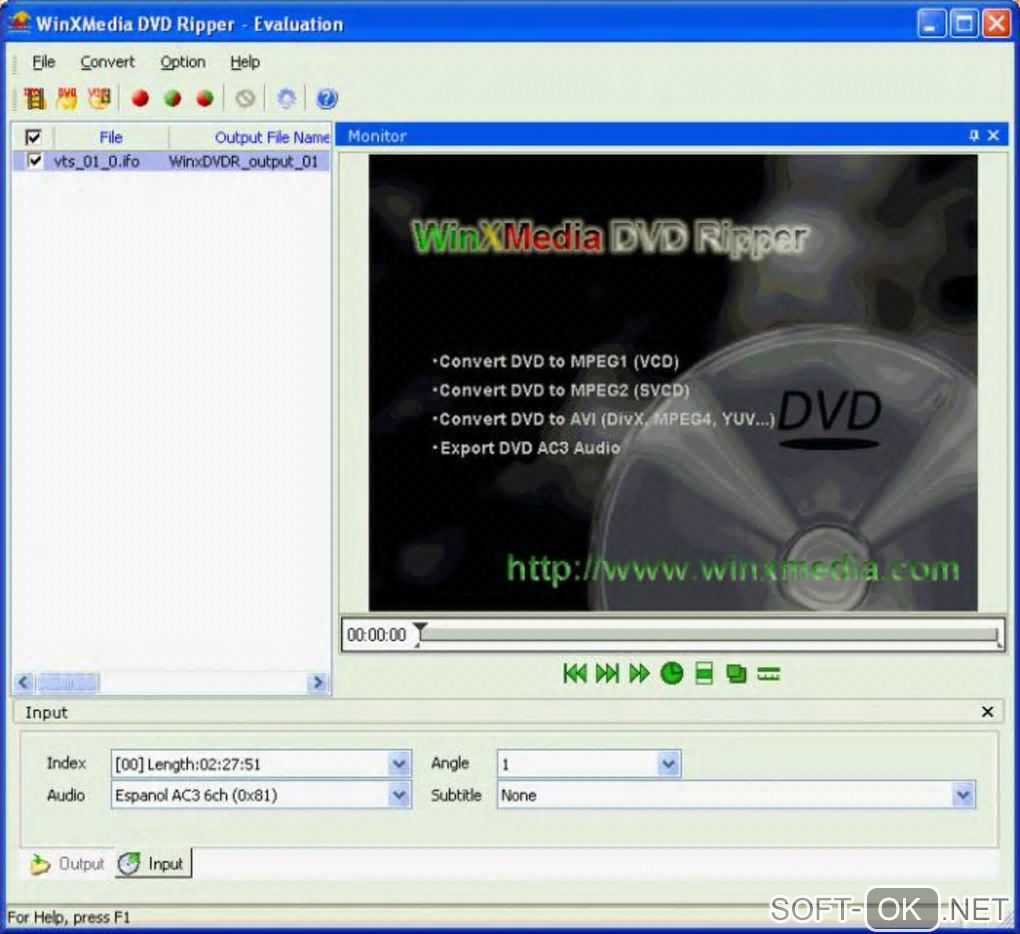 Screenshot №2 "WinXMedia DVD Ripper"