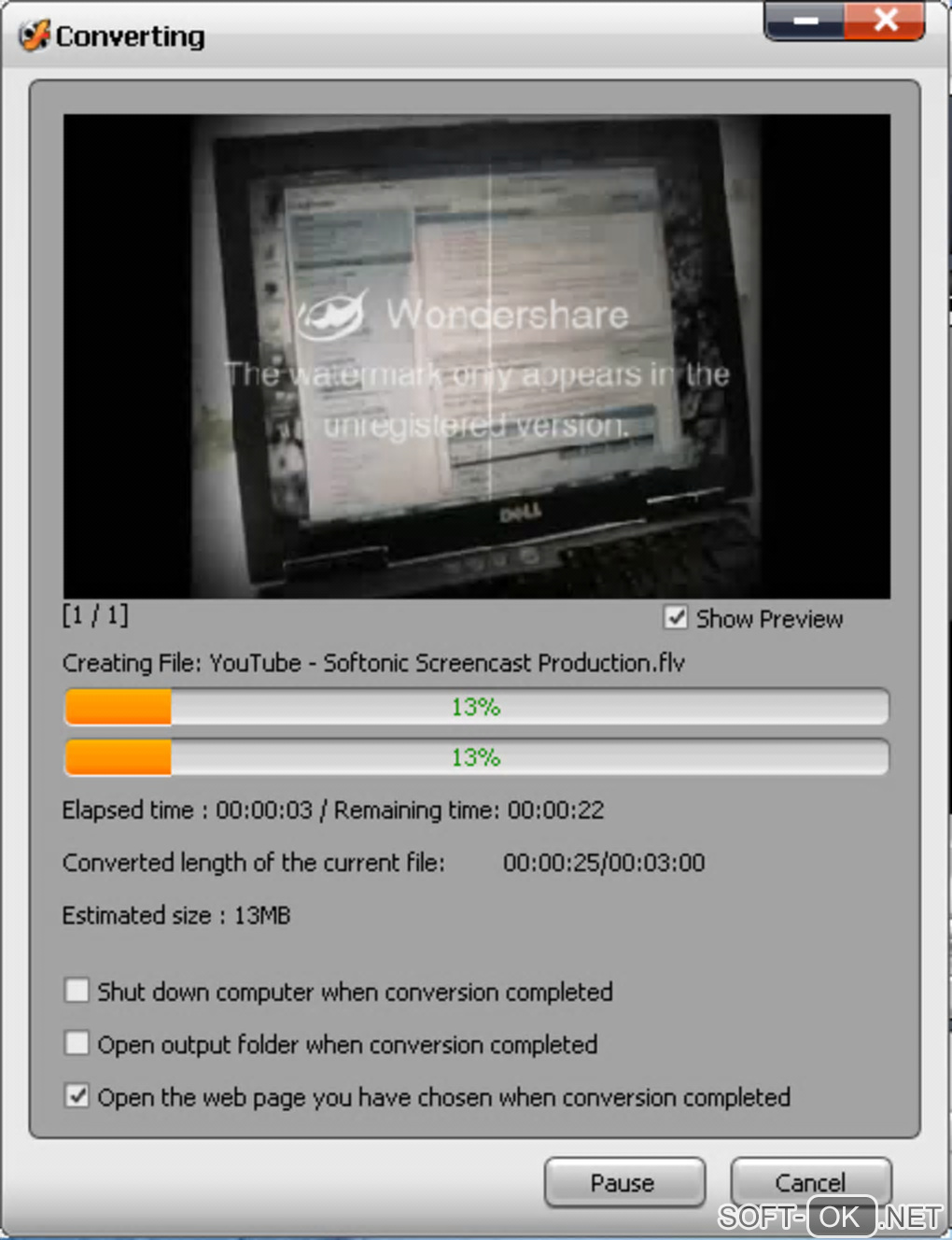 The appearance "Wondershare Video to Flash Encoder"