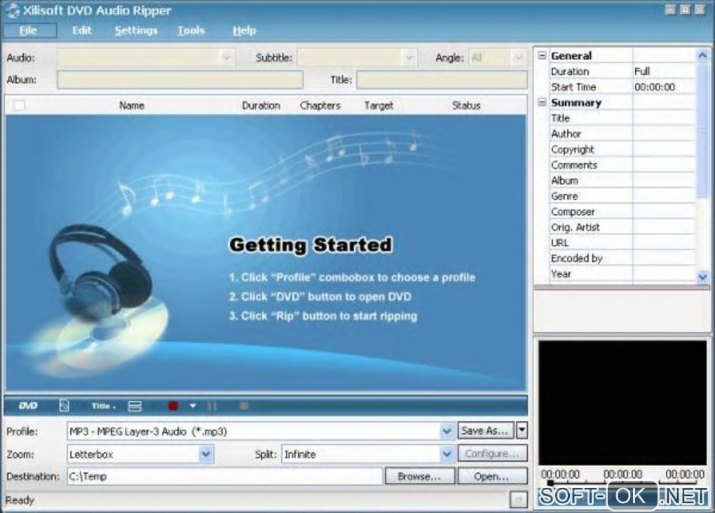 Screenshot №1 "Xilisoft DVD Audio Ripper"