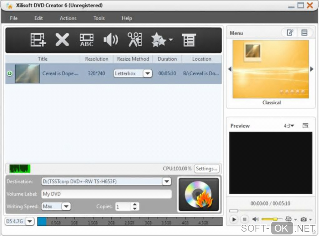 Screenshot №2 "Xilisoft DVD Creator"