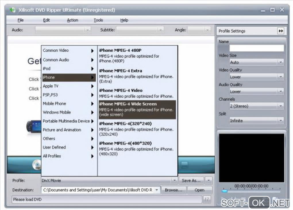 The appearance "Xilisoft DVD Ripper"