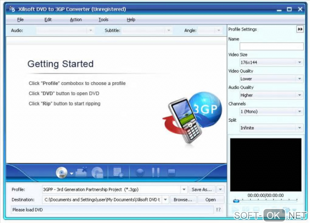 Screenshot №1 "Xilisoft DVD to 3GP Converter"