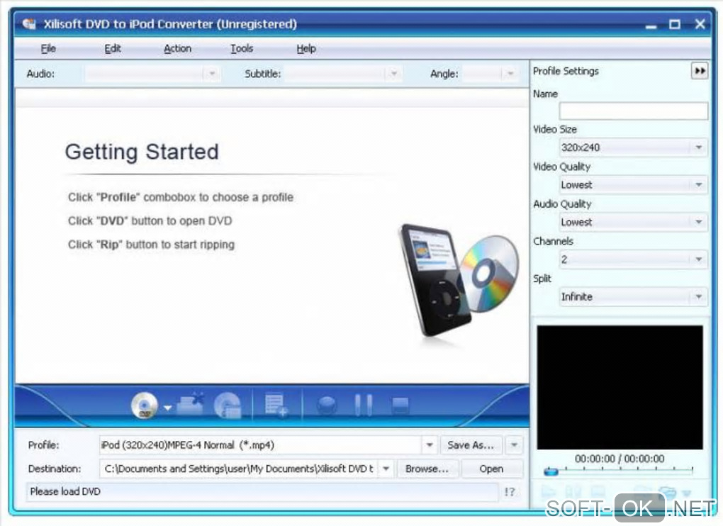 The appearance "Xilisoft DVD to iPod Suite"